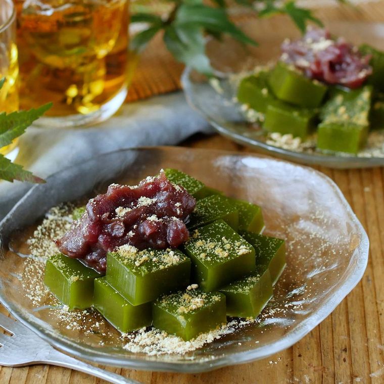 抹茶の寒天の画像