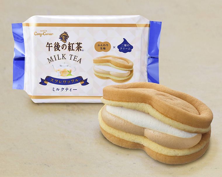 午後の紅茶コラボ “スフレワッフル” がコージーコーナーに登場。紅茶と練乳2種のクリームがサンドされた逸品の画像