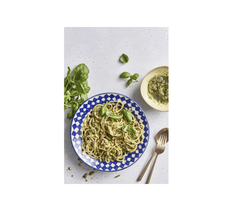 サステナブルレストランで味わえる「ピスタチオジェノベーゼ」。インファームの野菜を使用した逸品の画像