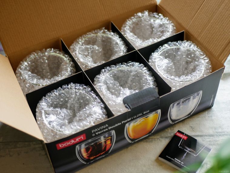 箱に入ったコストコ6個のボダムのパヴィーナグラス