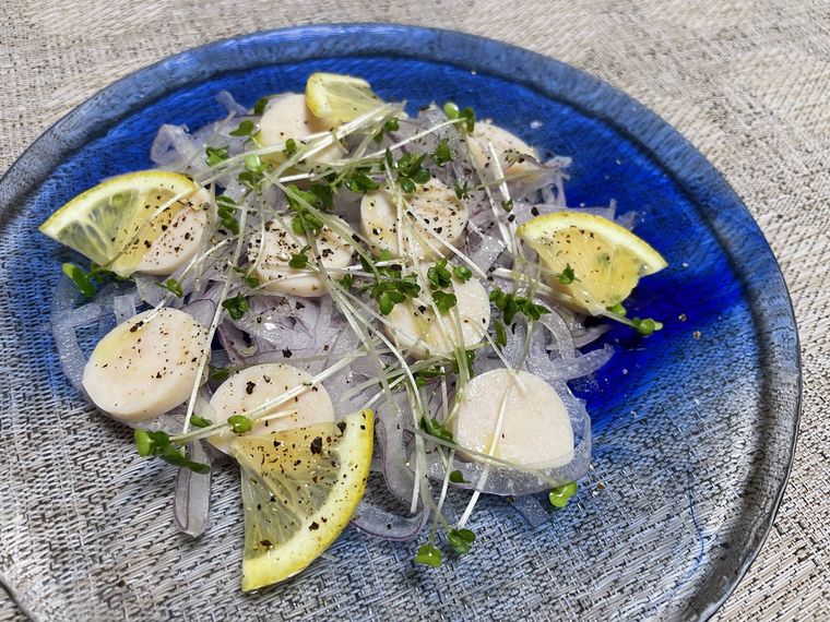 たんぱく質12.2gサラダチキンスティック アルペンザルツ岩塩を使ったカルパッチョ