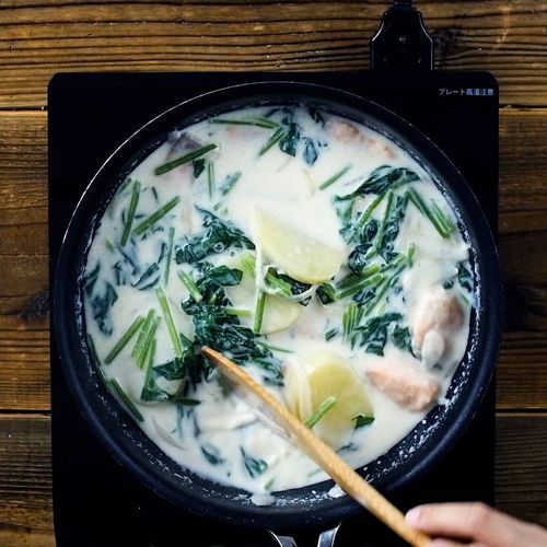 鮭とほうれん草のクリーム煮 Macaroni