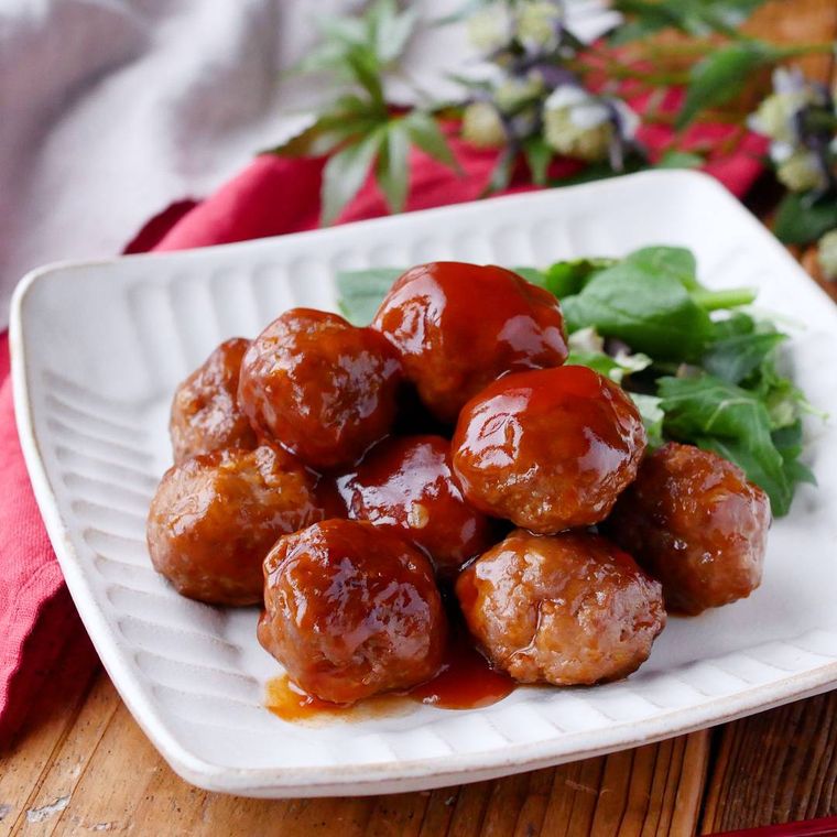 4. ジューシー。揚げない肉団子甘酢あんかけ