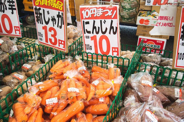 店頭の野菜コーナー