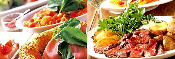 皿に盛られたコース料理