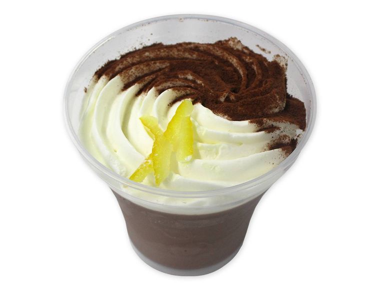 カカオ72のチョコ使用 ショコラプリン柚子を添えてのイメージ