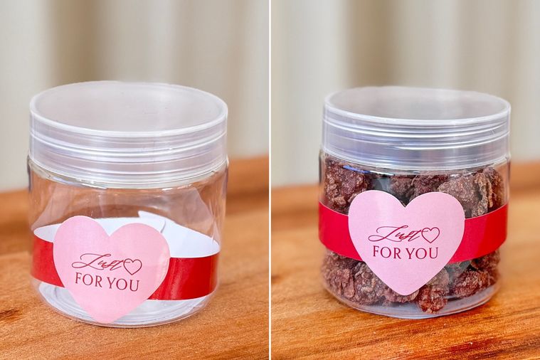 クリアボトルハートのパッケージと中身を入れた使用例