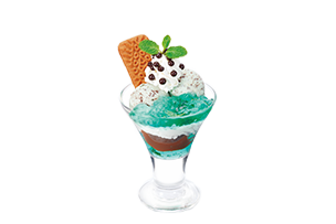 チョコミントのパフェが置かれている