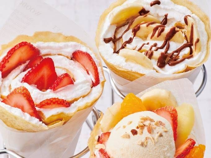 3種類のクレープが置かれている