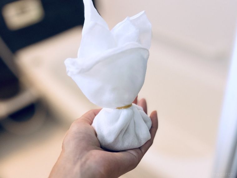 米ぬかで入浴剤を作った様子