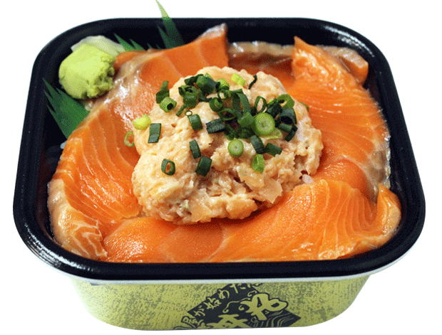 サーモンとネギトロがのった丼