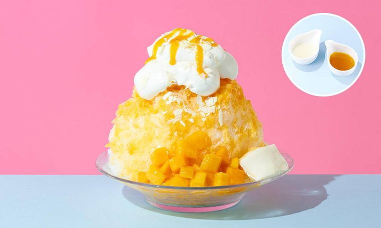 ココスの純氷ふわふわかき氷マンゴー杏仁豆腐添え