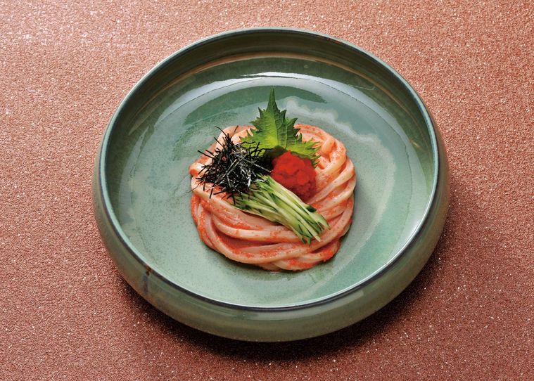 明太子が絡んだうどん