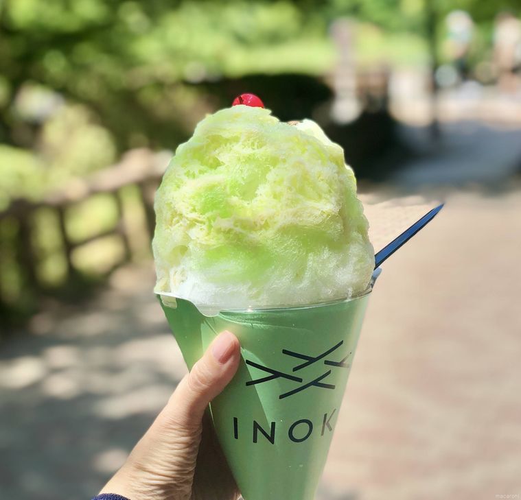 パステルグリーンのカップがおしゃれなかき氷 クリームソーダ