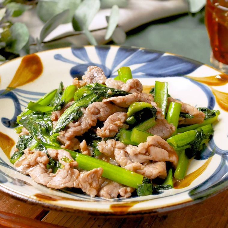 小松菜と豚こまのオイスター炒め