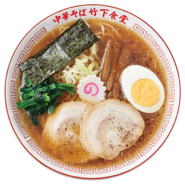 チャーシュー、メンマ、卵、海苔などがのった中華そば