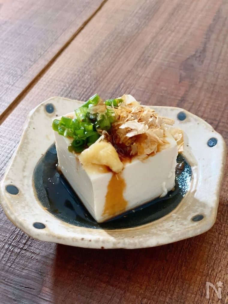 ねぎやしょうがなどがのった基本の冷奴