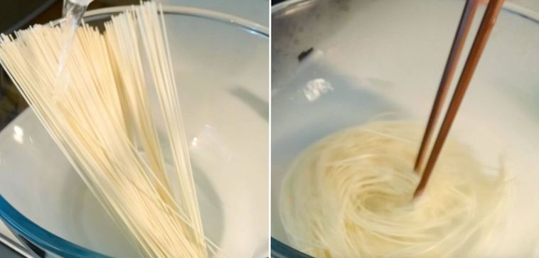 ボウルにそうめんが入っている様子