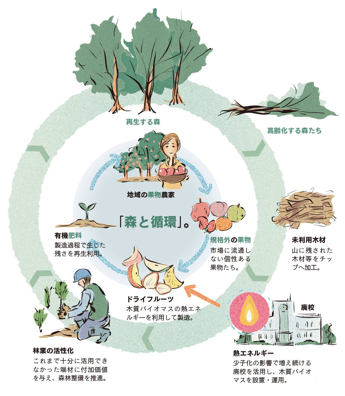 森と循環」がキーワード！森のめぐみから人と地球にやさしい食品が
