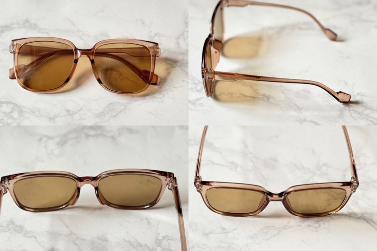 さまざまな角度のダイソーファッションサングラススクエア、ビッグのコラージュ画