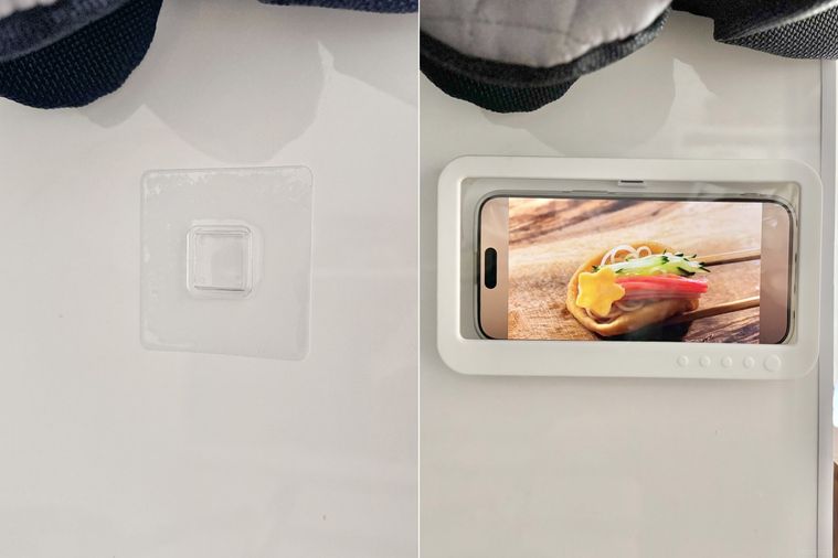 防滴スマホホルダーを取り付ける前とあと