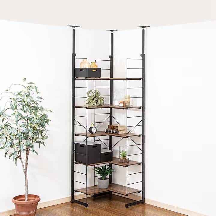 ワイヤーシェルフNポルダ L型コーナー幅60cm ミドルブラウンのイメージ