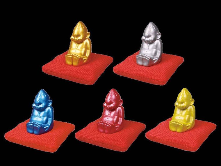 5色並んだ幸運の神様 ビリケンさんマスコット