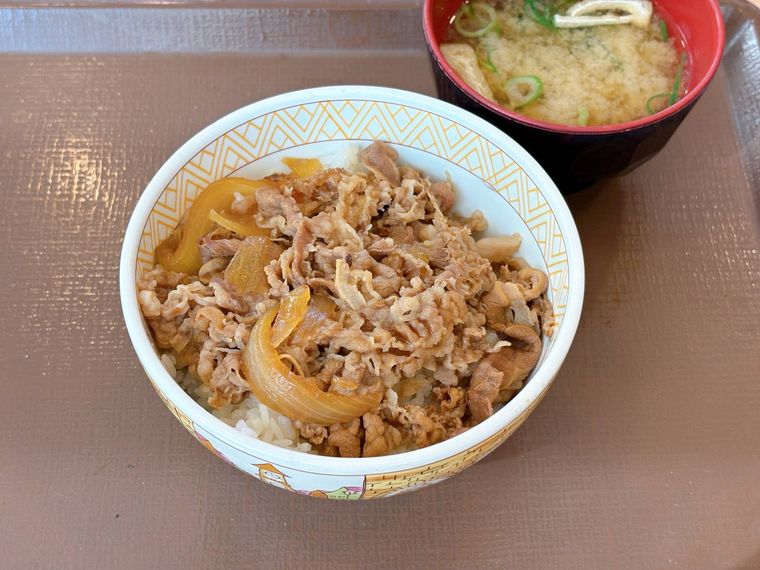 丼に盛り付けられた牛丼ランチコンボ