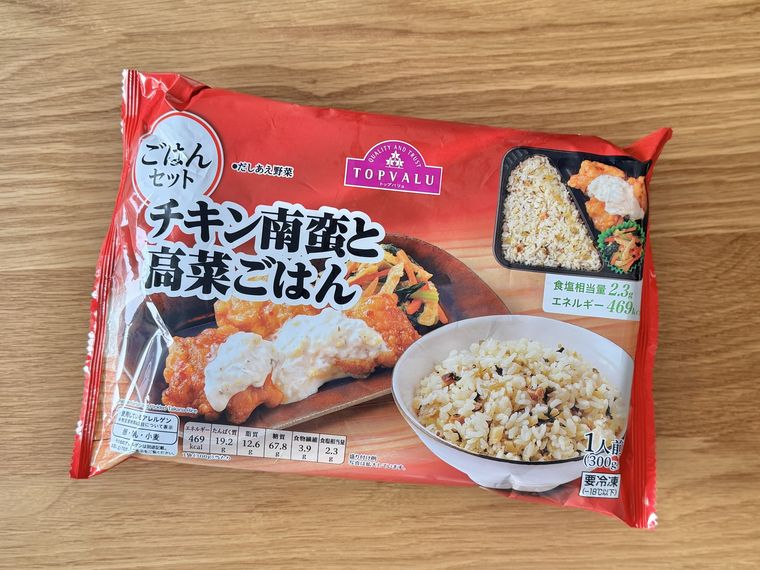 トップバリュチキン南蛮と高菜ごはんのパッケージ