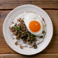 【作り方】ガパオライス風甘辛ひき肉丼