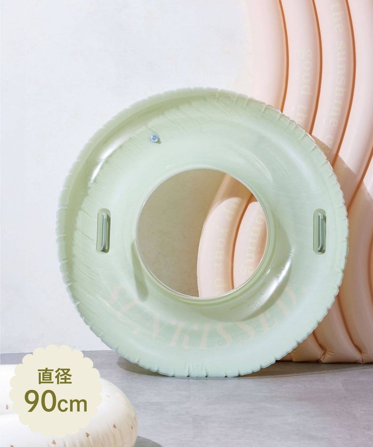 持ち手付き浮き輪90cmグリーンのイメージ