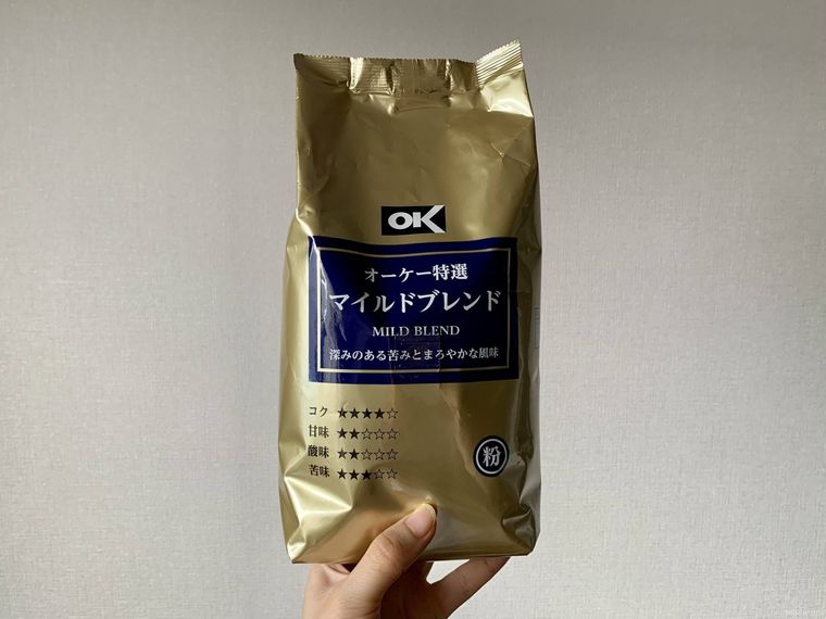 オーケー厳選マイルドブレンドのパッケージ表