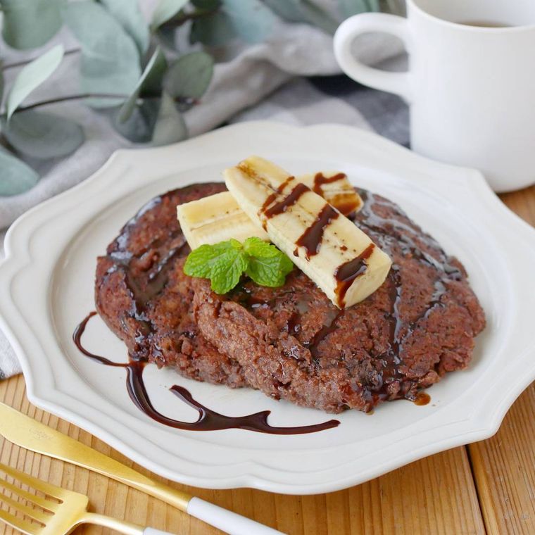 ウエハースを砕いてアレンジしたパンケーキ