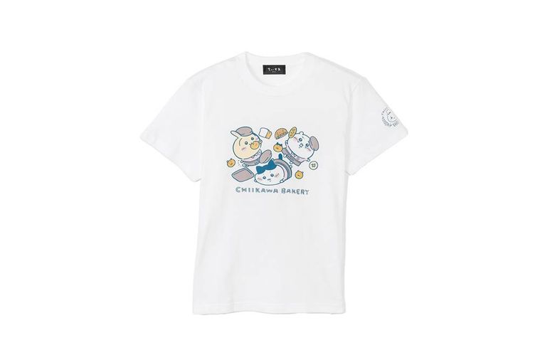 ちいかわベーカリーTシャツ 転びまくるトリオ ホワイトMLXL