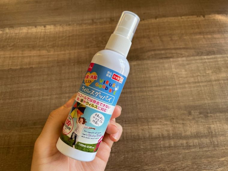 ダイソーのウィルスグッバイを手に持って撮影した画像