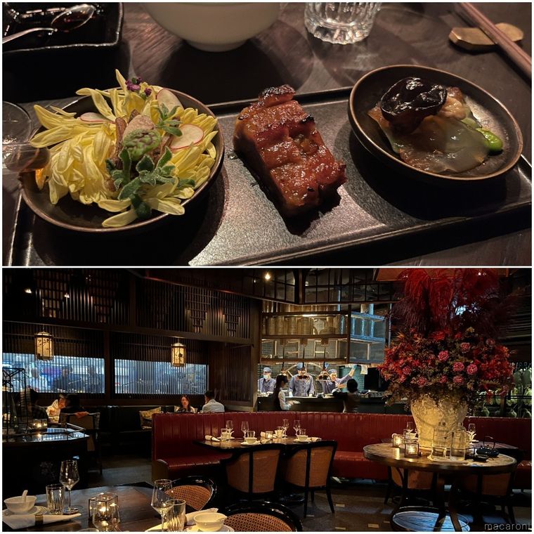MOTT32の前菜と煌びやかな店内