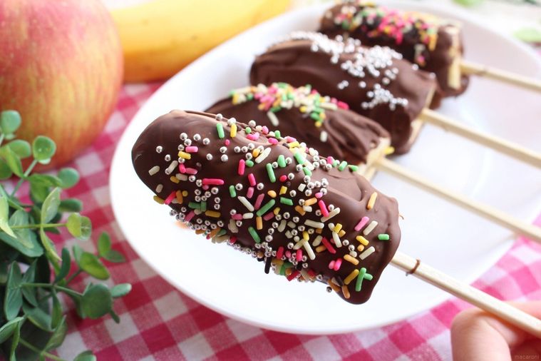 完成したチョコバナナのアップ