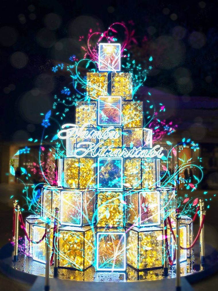 なんばパークス2Fキャニオンストリートのなんば光旅のシンボルツリーのARイメージ