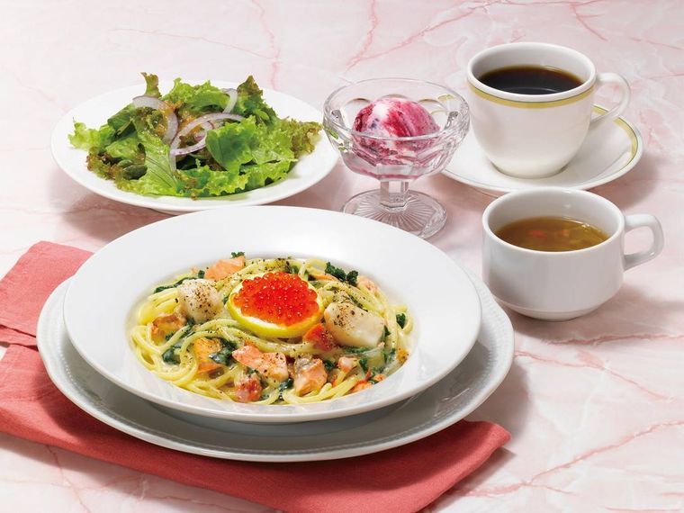 帆立とサクラマスのクリームスパゲティ スペシャルランチ