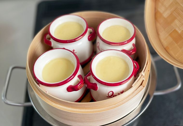 3COINSのせいろで作ったプリン