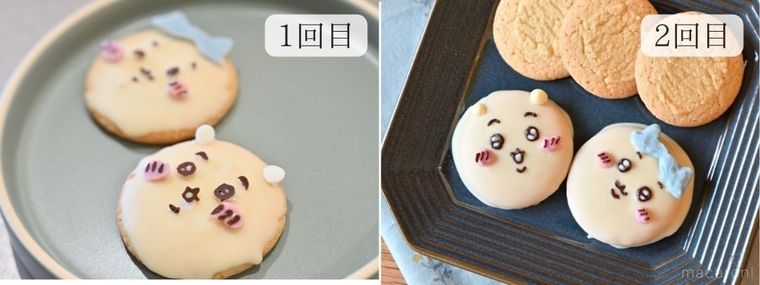 ちいかわクッキーの1回目と2回目を比較