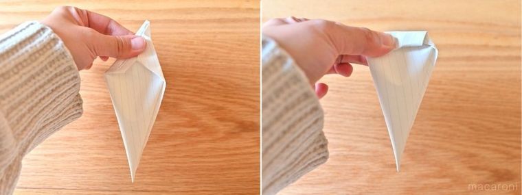 コルネの閉じ方を順番に実践している様子