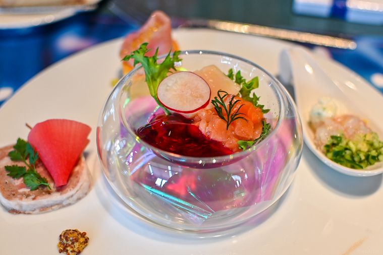 グラスの前菜のアップ