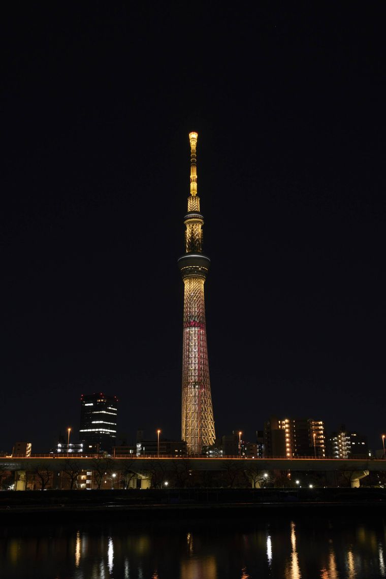 東京スカイツリーのバレンタイン特別点灯