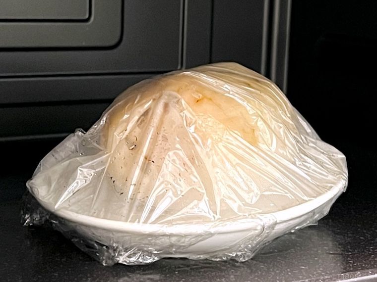 れんこんを電子レンジで加熱した様子