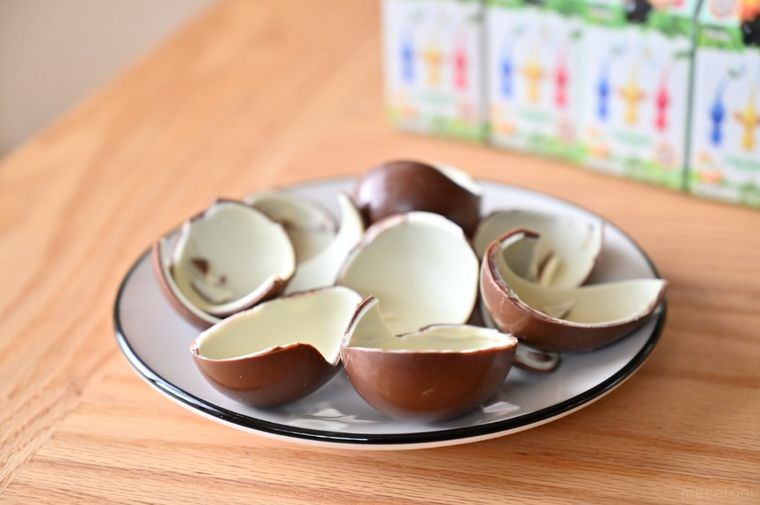 チョコエッグの箱と割れたチョコエッグ