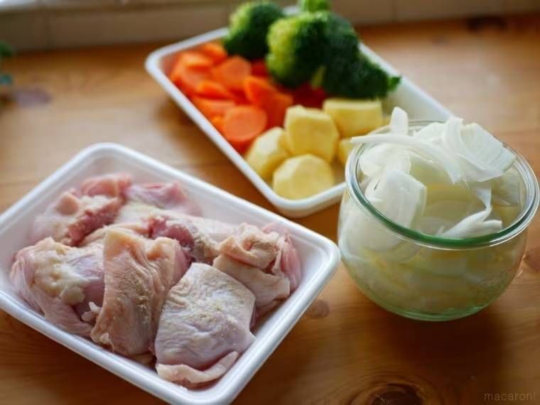 シチューの材料が並んでいる