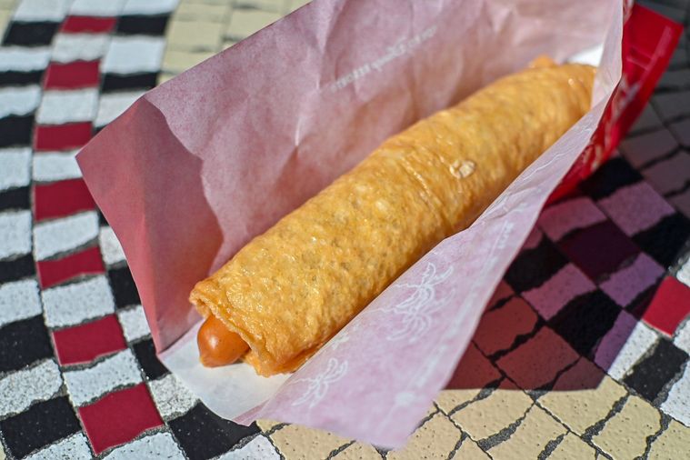 いなりソーセージドッグのアップ