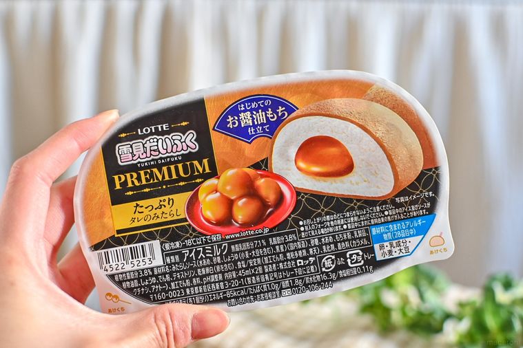 アイスのパッケージを持っているところ