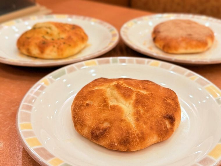 3種類のフォッカチオが並んでいる様子